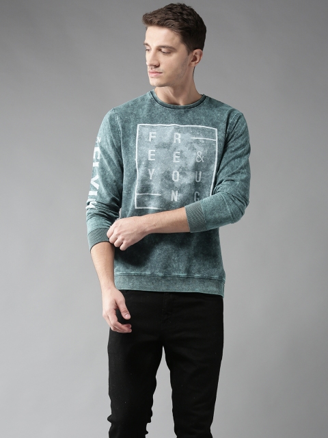 

Flying Machine Men Green Printed Sweatshirt