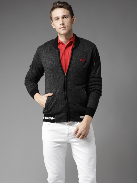 

Flying Machine Men Charcoal Grey Solid Cardigan