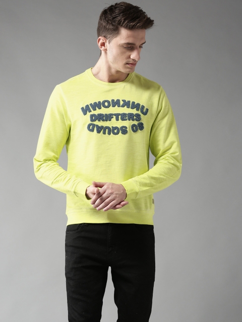 

Flying Machine Men Lime Green Self Design Sweatshirt