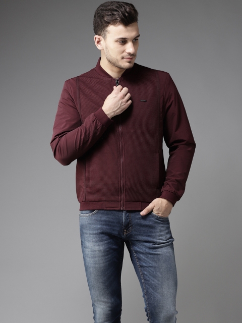

Flying Machine Men Burgundy Self-Design Bomber Jacket