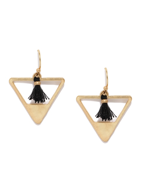 

Accessorize Black & Gold-Toned Triangular Drop Earrings