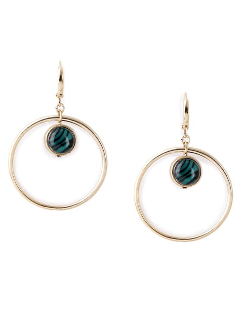 

Accessorize Green & Gold-Toned Circular Drop Earrings