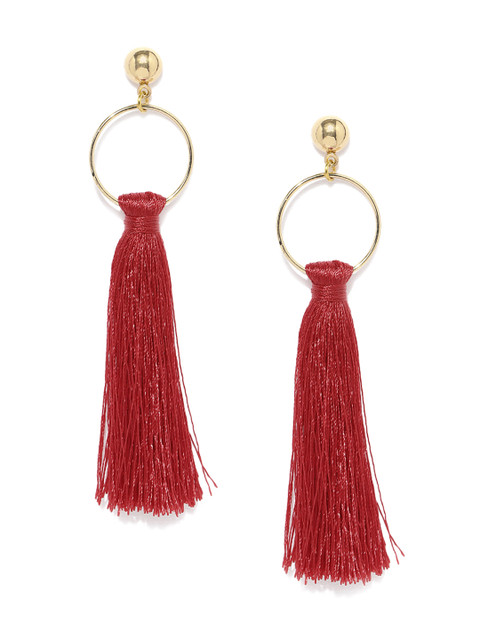 

Accessorize Red & Gold-Toned Contemporary Drop Earrings