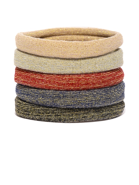

Accessorize Set of 5 Metallic-Toned Ponytail Holders
