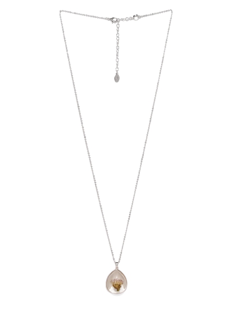 

Accessorize Silver-toned & Pink Long Pendant with Chain