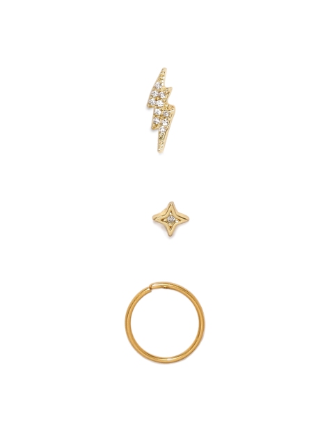 

Accessorize Set of 3 Gold-Toned Ear Studs