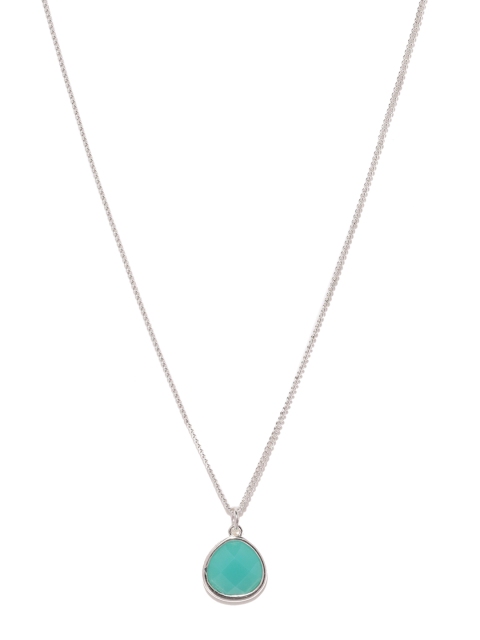 

Accessorize Silver-Toned & Green Pendant with Chain