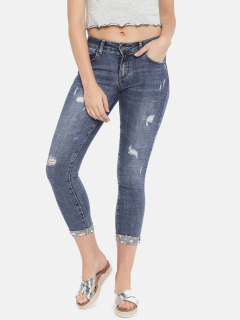 

Deal Jeans Women Navy Blue Regular Fit Mid-Rise Mildly Distressed 3/4th Jeans