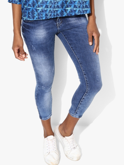 

Deal Jeans Women Blue Slim Fit Mid-Rise Cropped Mildly Distressed Jeans