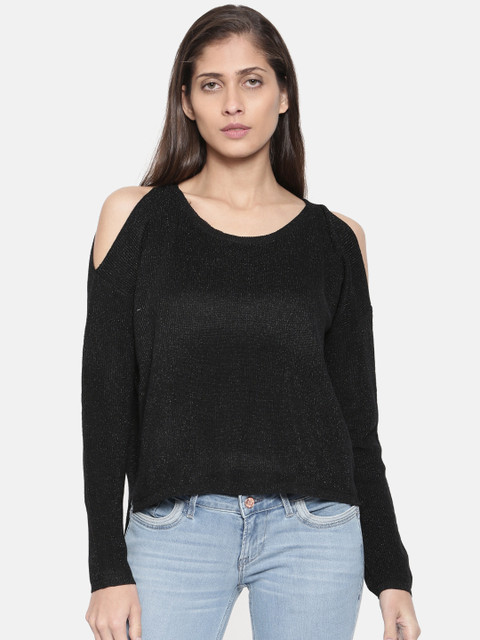 

Deal Jeans Women Black Solid High-Low Top