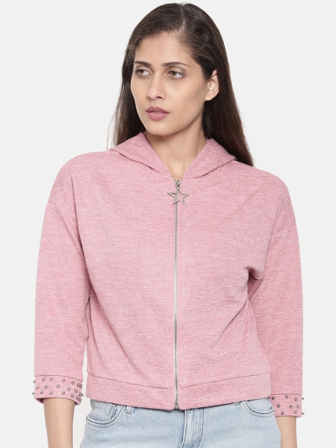 

Deal Jeans Women Pink Solid Hooded Sweatshirt