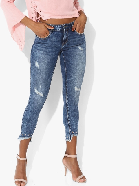 

Deal Jeans Women Navy Blue Slim Fit Mid-Rise Low Distress Jeans