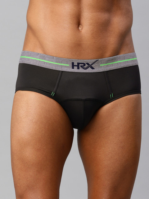 

HRX by Hrithik Roshan Men Black Active Contrast Contoured Punt Mesh Briefs LS-7043C