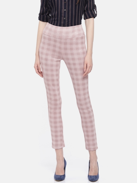 

Deal Jeans Women Pink Checked Treggings