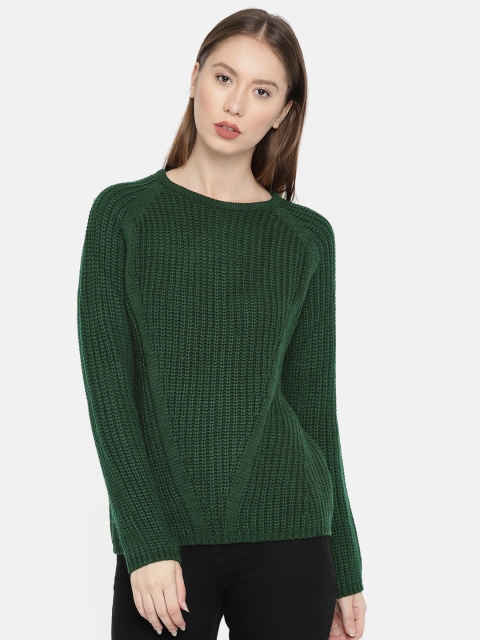 

People Women Green Solid Pullover