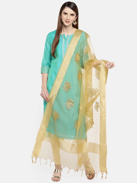 

Dupatta Bazaar Beige & Gold-Toned Embroidered Dupatta
