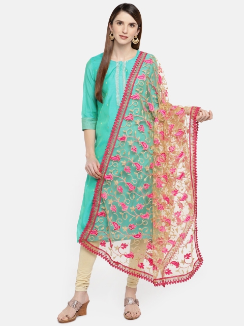 

Dupatta Bazaar Pink & Gold-Toned Embroidered Dupatta