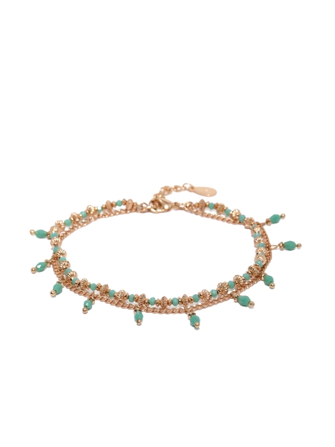 

Accessorize Woman Gold-Toned & Turqoise Blue Bracelet Cum Anklets