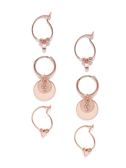 

Accessorize Rose Gold Toned Set Of 3 Hoop Earrings