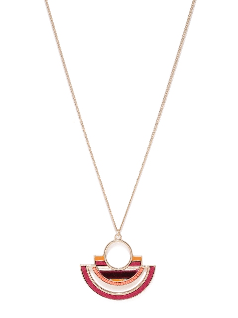 

Accessorize Gold-Toned & Pink Pendant With Chain