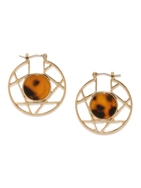 

Accessorize Gold & Brown Embellished Hoop Earrings