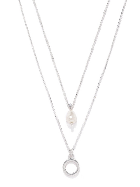 

Accessorize Layered Silver Toned Pendant With Chain