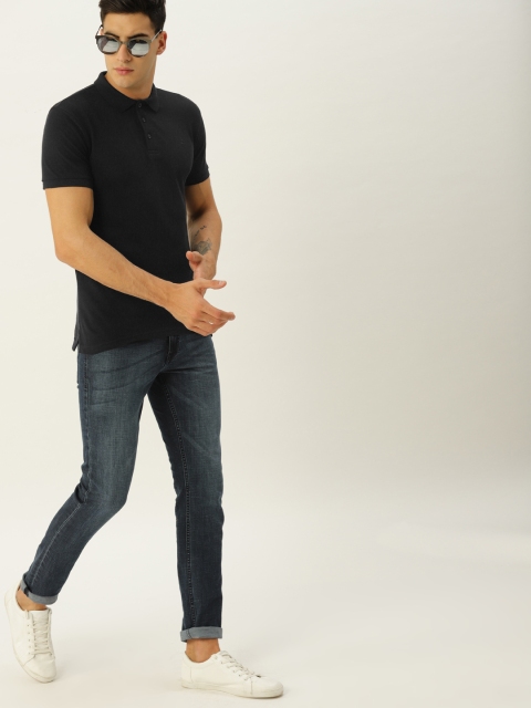 

United Colors of Benetton Men Black Solid Polo Collar T-shirt