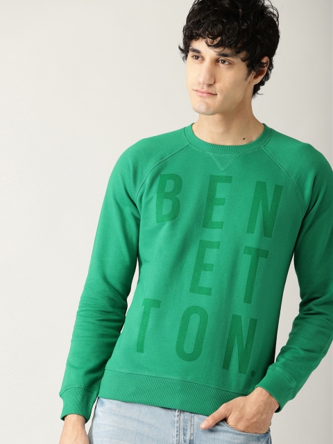 

United Colors of Benetton Men Green Printed Sweatshirt