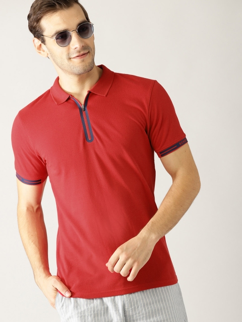 

United Colors of Benetton Men Red Solid Polo Collar T-shirt