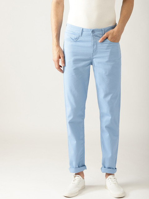 

United Colors of Benetton Men Blue Slim Fit Solid Trousers