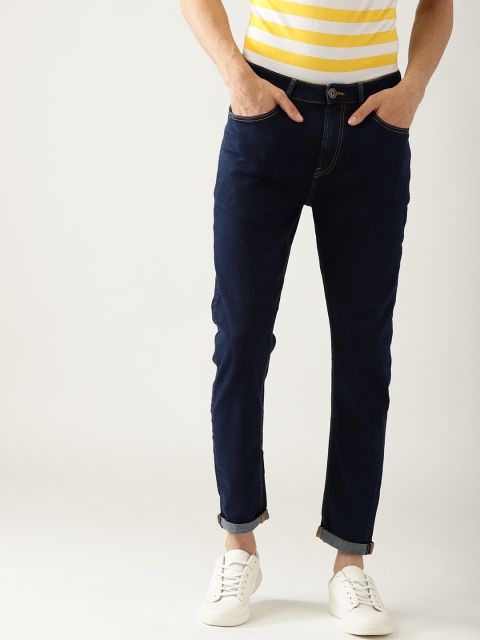 

United Colors of Benetton Men Navy Carrot Fit Mid-Rise Clean Look Stretchable Jeans, Navy blue