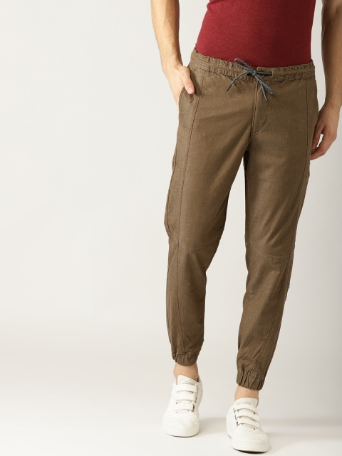 

United Colors of Benetton Men Olive Green Solid Joggers