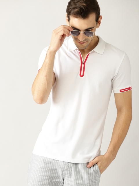 

United Colors of Benetton Men White Solid Polo Collar T-shirt