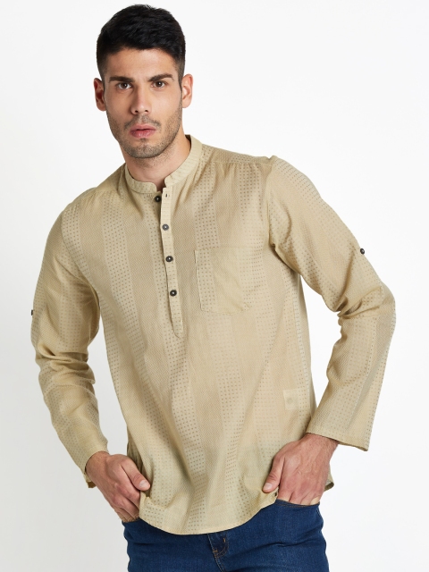 

indus route by Pantaloons Men Beige Woven Design Straight Kurta