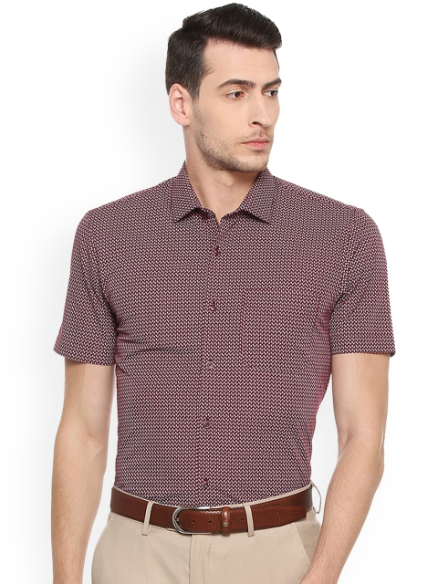 

Peter England Men Maroon & Beige Slim Fit Printed Formal Shirt