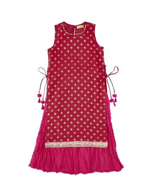 

AKKRITI BY PANTALOONS Girls Red & Pink Printed A-Line Kurta