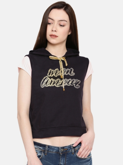

Jealous 21 Women Black Printed Hooded Sweatshirt