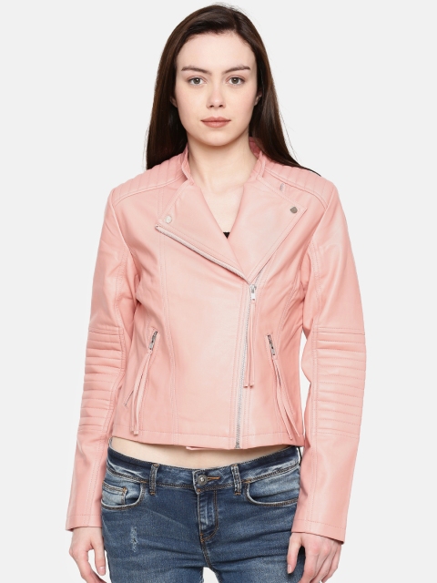 

Jealous 21 Women Pink Solid Biker Jacket