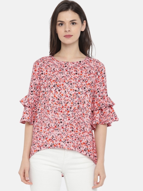 

Jealous 21 Women Pink Printed High-Low Top