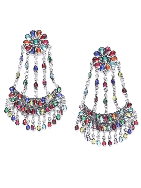 

Infuzze Multicoloured Stone-Studded Crescent Shaped Chandbalis, Multi