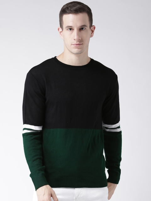 

Club York Men Black & Green Colourblocked Pullover