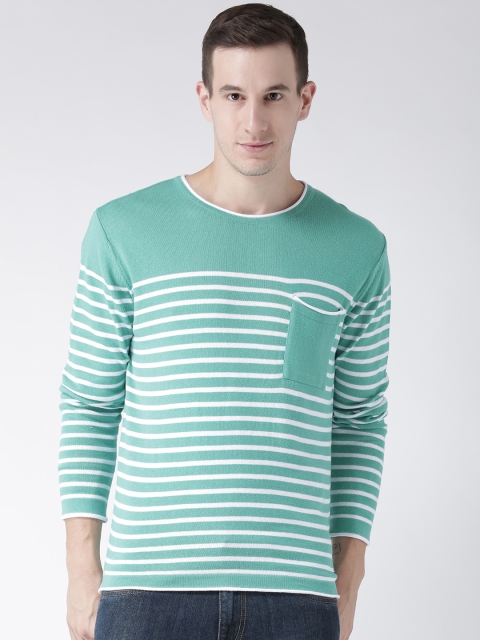 

Club York Men Sea Green Striped Pullover