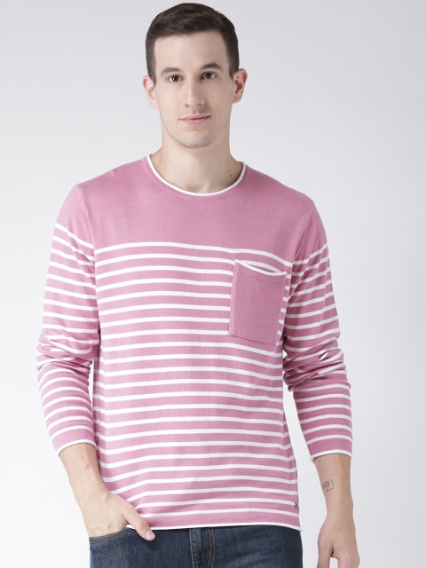 

Club York Men Pink & White Striped Pullover