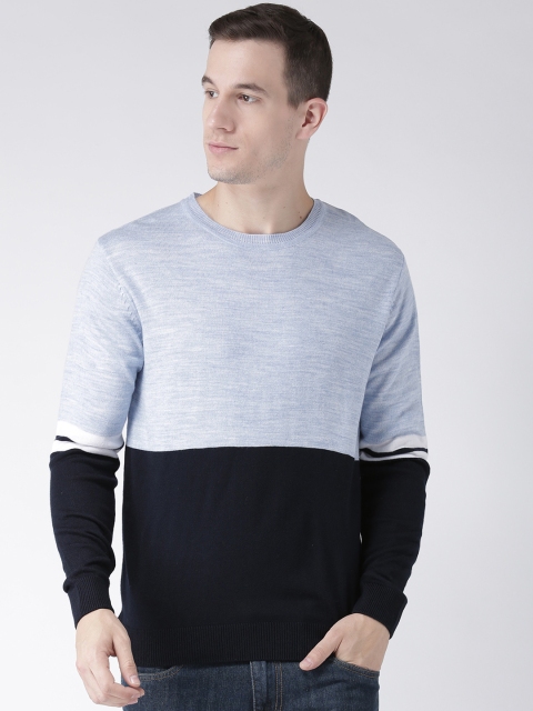 

Club York Men Blue & Black Colourblocked Pullover