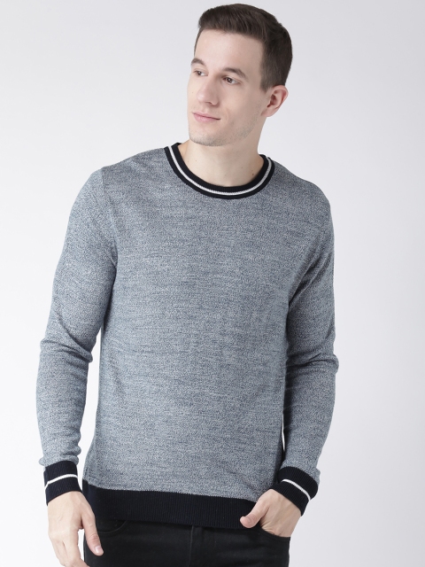 

Club York Men Blue Self Design Pullover