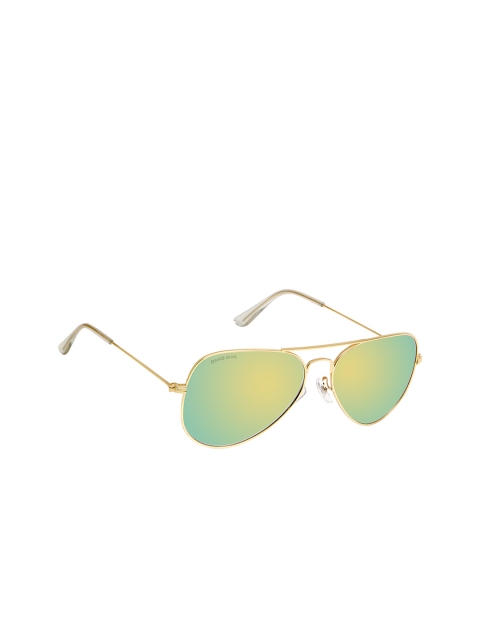 

David Blake Unisex Mirrored Aviator Sunglasses SGDB1509x3025GLD, Green