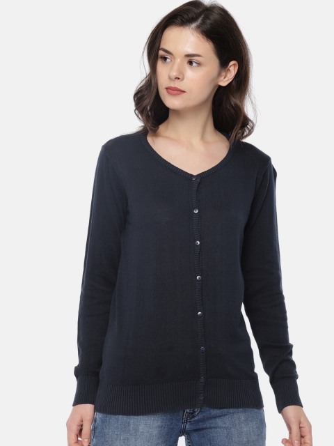 

People Women Navy Blue Solid Cardigan