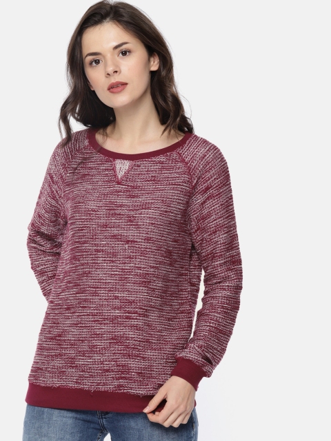 

People Women Red Self Design Pullover