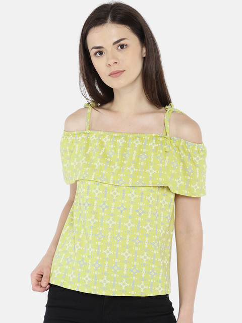 

People Women Yellow Printed Pure Cotton Top