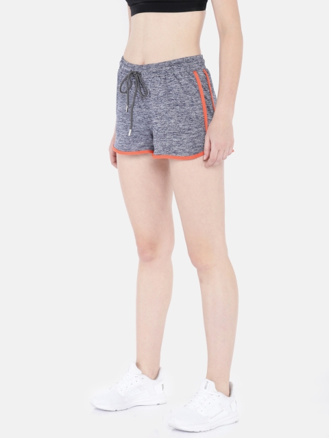 

People Women Blue Solid Regular Fit Sports Shorts, Navy blue